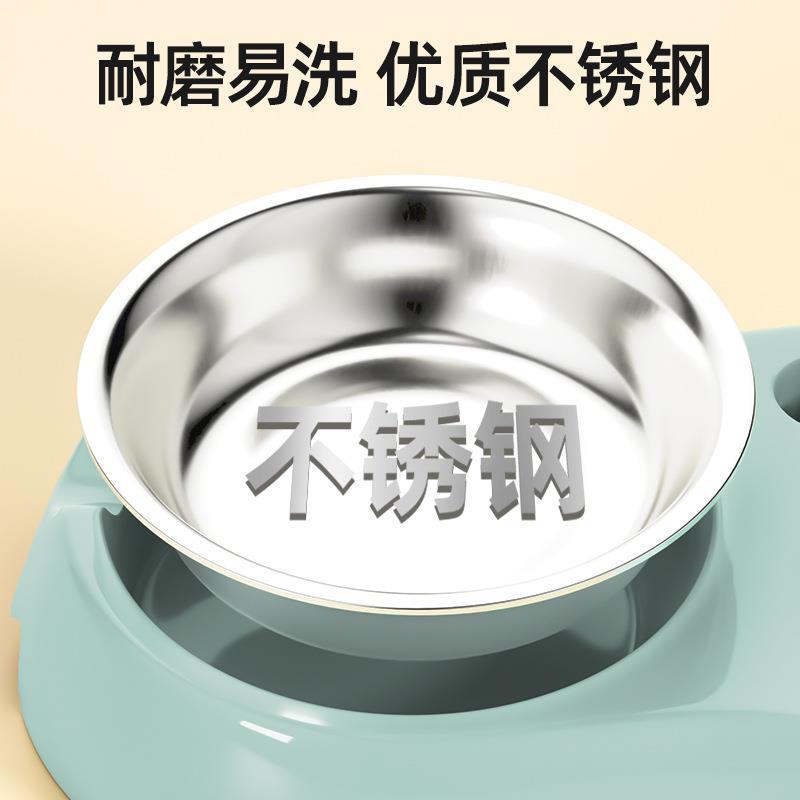 猫食盆饮猫碗狗狗喝水一体狗狗QW252AA自动水防盆打碗翻宠物双碗