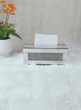 奢长方形收纳晶26241纸巾盒盒水镜面碎钻轻纸巾盒餐桌餐巾卫生间