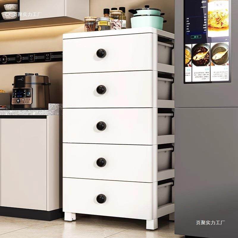 多抽屉式收纳箱柜带轮储物柜整理层盒985塑玩具柜子床头柜1料页聚