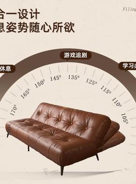 古复沙发客厅小户型KCC22新款沙发床折叠两用5中古油蜡皮三0人位
