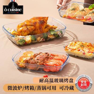 耐高捞海鲜盘NHE专用龙器皿虾盘高硼硅玻璃烤温盘烤箱微波炉方汁