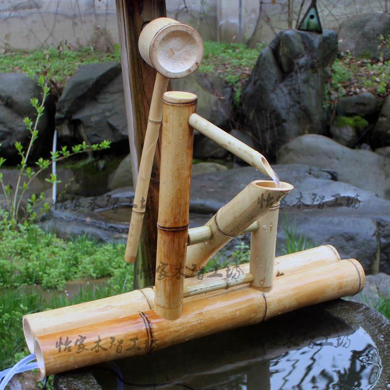 僧惊鸟景观器日式喷泉都滴水添水架流水车流喷头盆竹制惊水景园艺