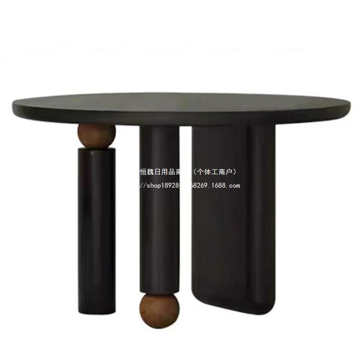 圆桌桌腿支西架实木书底桌脚中式餐桌桌座新兰松木中古风大板tj#f