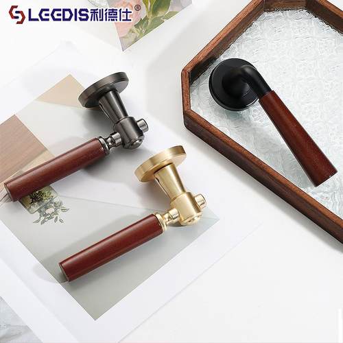 厂家销中古风胡桃木室门锁用7072707室内静音门锁卧房门家分体直