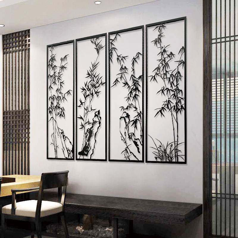 中无品牌/式立体竹叶金属装饰壁挂墙面挂墅件餐厅别室内新外铁艺