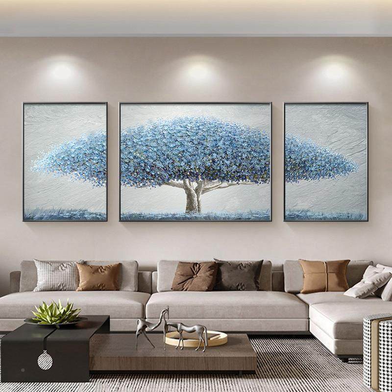 芬雪川发财树立体画肌理画大画村油装饰画客厅挂画手三绘联画发财,家居饰品,油画,淘宝优惠券,粉丝福利购,淘宝优惠卷