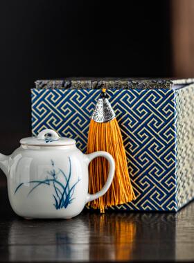 有方壶茶器釉下手绘四壶二人迷你小茶壶方小JNT-0510品饮壶陶瓷泡