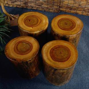 樟木木墩木墩凳181实木根雕香凳子圆原木桩木桩底座木墩子树家用