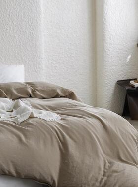 A类简约纯色被套单件全棉纯双层纱单人150x223-12-0100双人2x0203