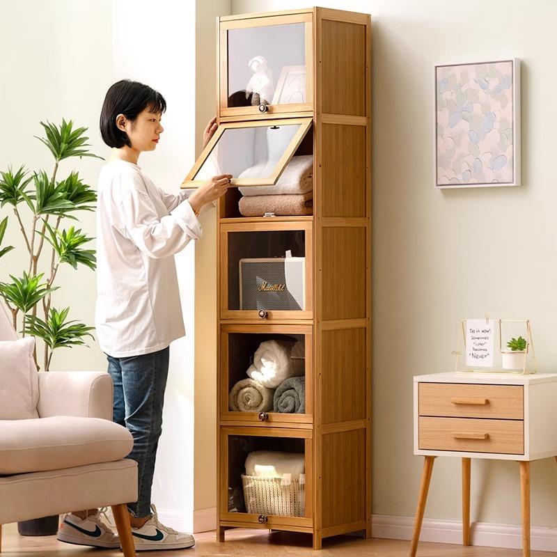 家庭纳柜子层带柜门储柜多收落地置物柜简易置物架342FMZWG收物纳