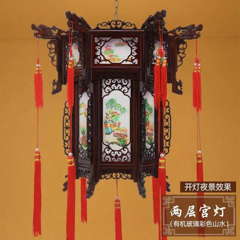 仿古中式实木六角酒灯笼堂国BOV风阳台大门店祠茶楼宫中门头宫廷