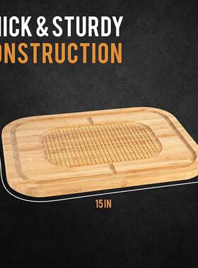 竹制雕木刻砧板型牛npb排屠夫块带深槽厨房砧板托盘带尖重头