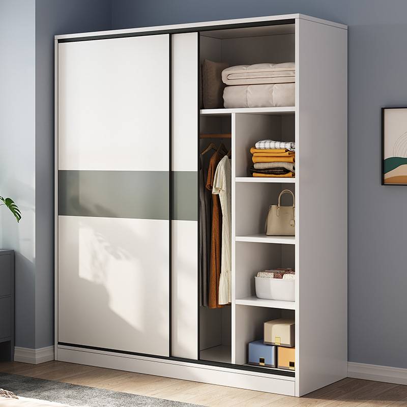 拉门衣柜家用卧室简易组装出租房屋用经济型柜子实木网红挂衣橱