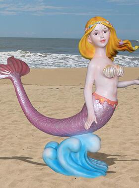 美人鱼外珊璃瑚玻钢雕仿真海草海塑葵摆件海底74028世界水族馆装