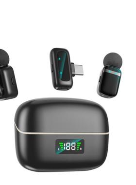 2025新款迷你线指尖一拖二无领麦克直风播收音42944话筒直播领夹