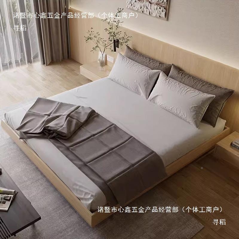 木床18双人床实HGD日式风格北美红米橡木无头床榻榻米