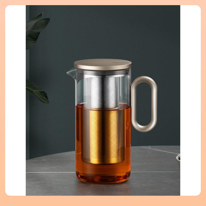 ?尚明玻F7675S66璃过滤泡茶盖便壶冲茶器家用携玻璃茶具套装花磁