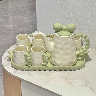 茶具套装 乔迁新居礼品2024新款 喝水杯家用杯子架子客厅陶瓷冷水壶