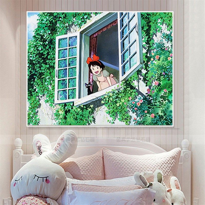 可爱猫咪女孩钻石画2024新款小幅手工贴钻十字绣客厅卧室床头满钻,居家布艺,钻石绣,淘宝优惠券,粉丝福利购,淘宝优惠卷