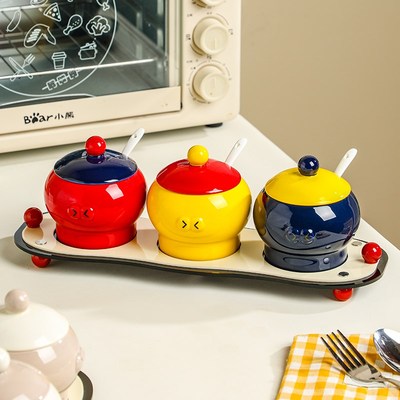 陶瓷调味料瓶盐罐组合o套装厨房家用高端新款辣椒油调料盒多格一