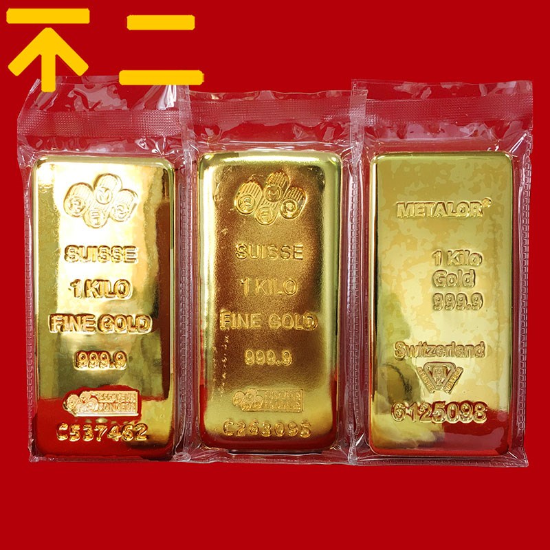 仿真金条瑞士金1000克实心金砖铜镀金银行金店S样品家居桌面摆饰