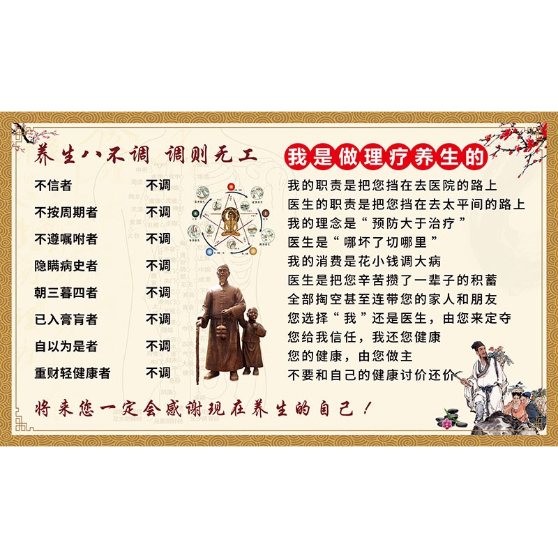 养生八不调墙纸中医养生馆宣传海报展板背景墙画养生Y文化简介壁