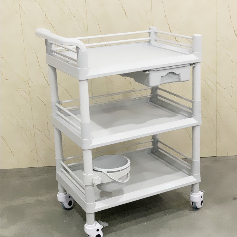 ABS美容小推车美容院置物v架小气泡仪器架不锈钢三层多功能工具车