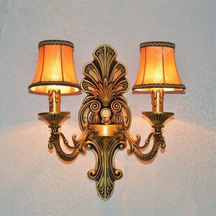 欧式锌合金床头卧室仿古壁灯法式客厅背景墙楼梯过道蜡烛水晶灯具