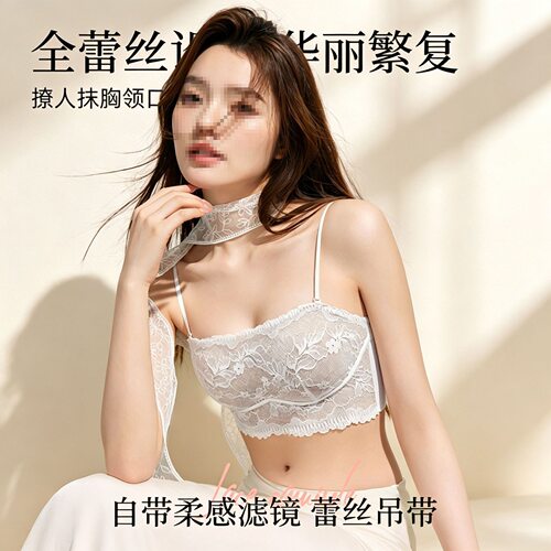 绵柔透气蕾丝美背无痕细肩带固定杯聚拢提拉优雅风蕾丝无钢券内衣