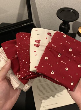 新年大红色内裤女士中腰平角无痕纯棉大码舒适亲肤柔软全棉内裤女