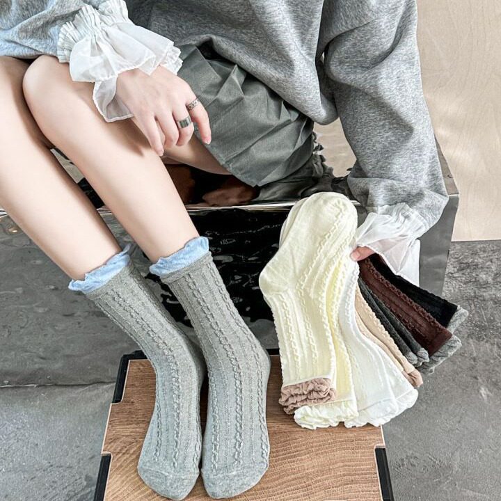 2025春夏新款甜美中筒袜女日系芭蕾风薄款袜子女夏miu系甜美流行