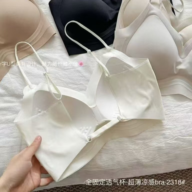 衣架款2318露背美背内衣粉底液文胸一根带镂空小背心云感肌底衣女