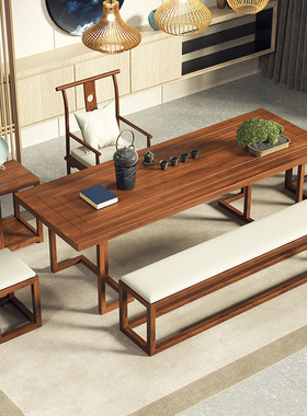 新中式实木茶桌家用客厅禅意泡茶桌办公室茶桌椅茶馆茶楼原木茶台