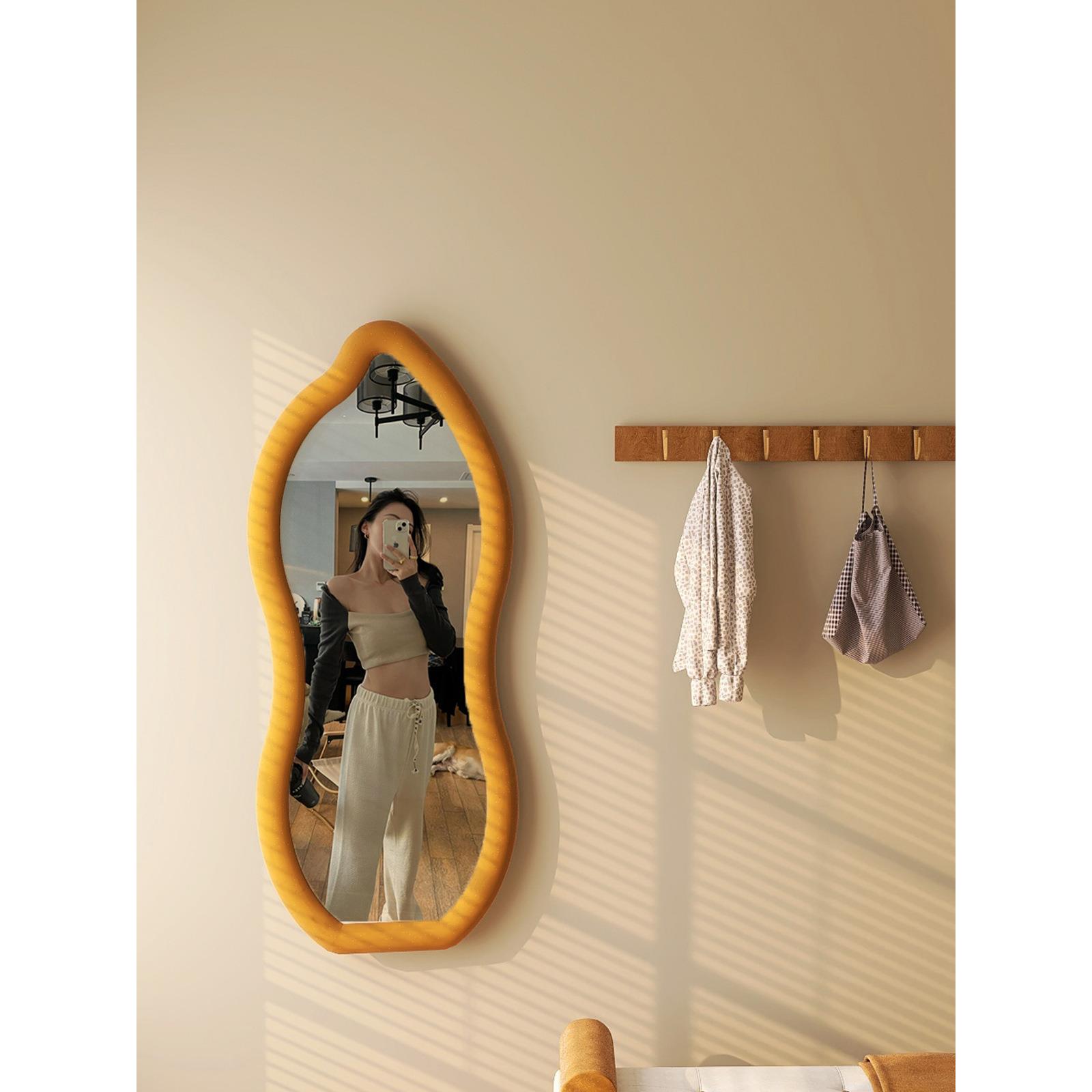 形全身镜室家异用衣镜女试生穿衣镜异行波浪LOFT-QSJ卧大镜子挂墙