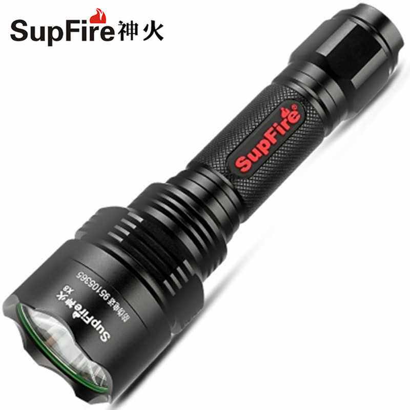 supfire神火T6强光电筒X8充电防水远射LED户外骑行自行车手电