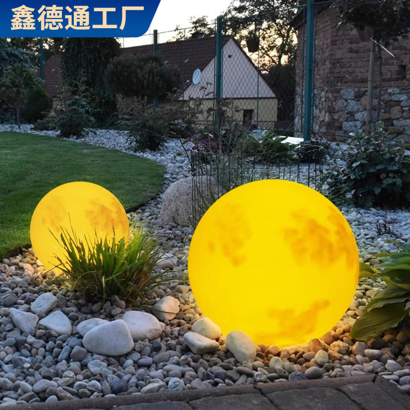 网红led月球灯免布线太阳能草坪灯防水月亮灯造景民宿别墅庭院灯