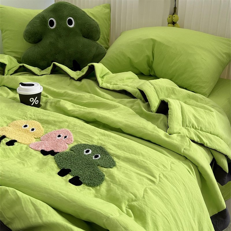 ins绿色圣诞树毛巾绣水洗棉夏凉被四件套夏季空调被单双人薄被芯
