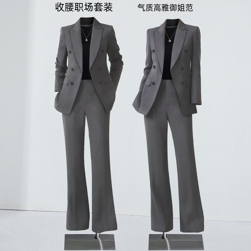 2026秋冬灰色女面试西装套装图片