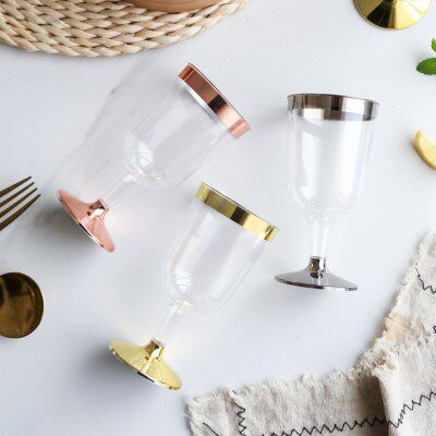 190ml塑料一次性透明红酒杯 户外野餐聚会派对酒杯烘焙冰激凌杯子