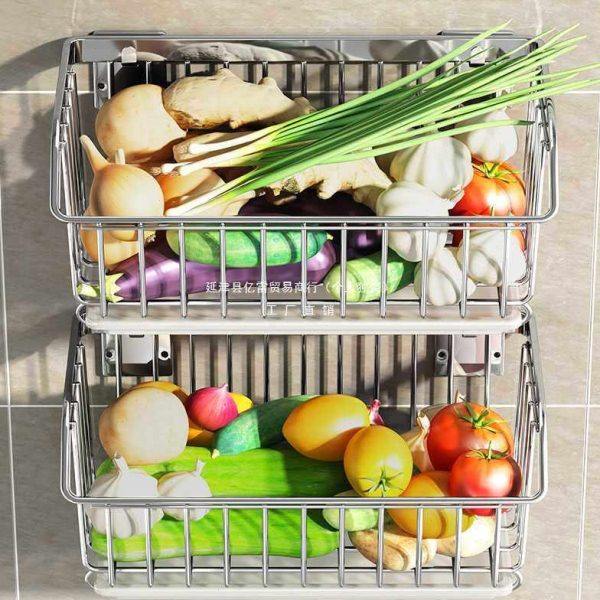 ///304不锈钢挂篮厨房置物架壁挂式墙上放姜蒜蔬菜篮子收纳,厨房/烹饪用具,果蔬置物架/篮/框,淘宝优惠券,粉丝福利购,淘宝优惠卷