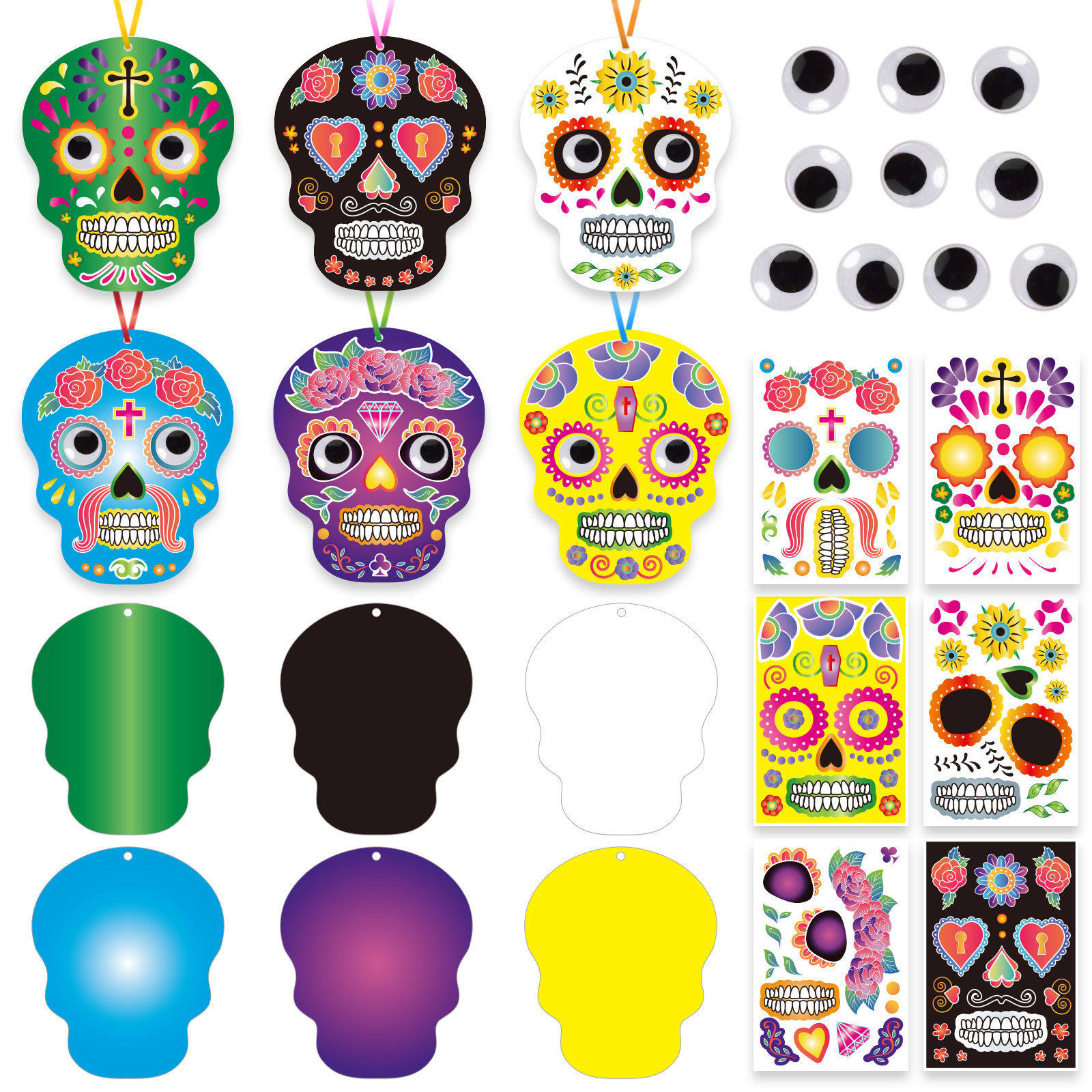 跨境热卖 儿童亡灵万圣节DIY骷髅卡片贴 花头骨装饰节日贴纸套装,节庆用品/礼品,喜字/剪纸/贴纸,淘宝优惠券,粉丝福利购,淘宝优惠卷