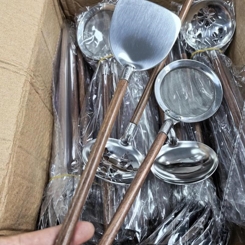 高品质!316不锈钢日韩式料理勺迷你拉面汤勺木柄火锅勺子盛汤勺