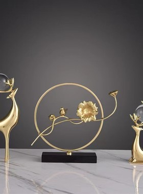 现代轻奢新中式黄铜装饰摆件家居饰品客厅玄关电视柜酒柜乔迁礼物