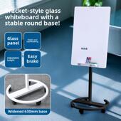 迈斯特圆盘磁性钢化玻璃白板支架带轮子移动办公商业家庭教学培训