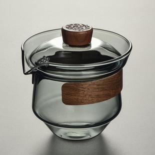 玻璃盖碗茶杯耐热防烫手抓壶单个泡茶杯大号功夫茶具家用茶碗带盖