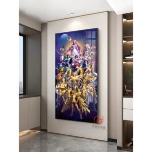 黄金圣斗士星矢全家福玄关装饰画 画沙加紫龙动漫挂画 画卧室宿舍