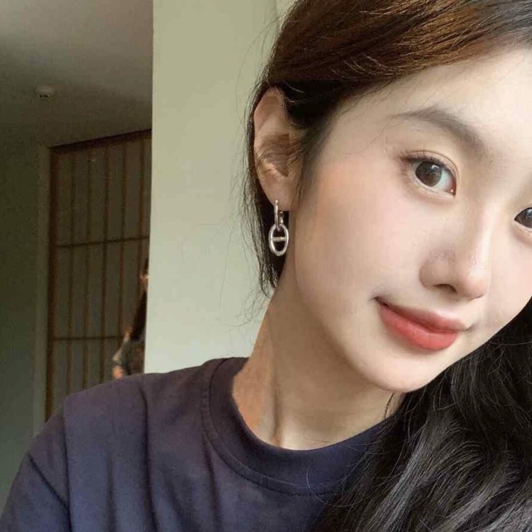 通勤bi入！意大利S925纯银猪鼻子耳环女小众高级轻奢百搭耳钉耳饰