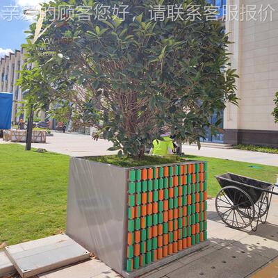 玻璃形钢号方花大箱业户786外种植盆树箱商广场美陈门口摆放花盆