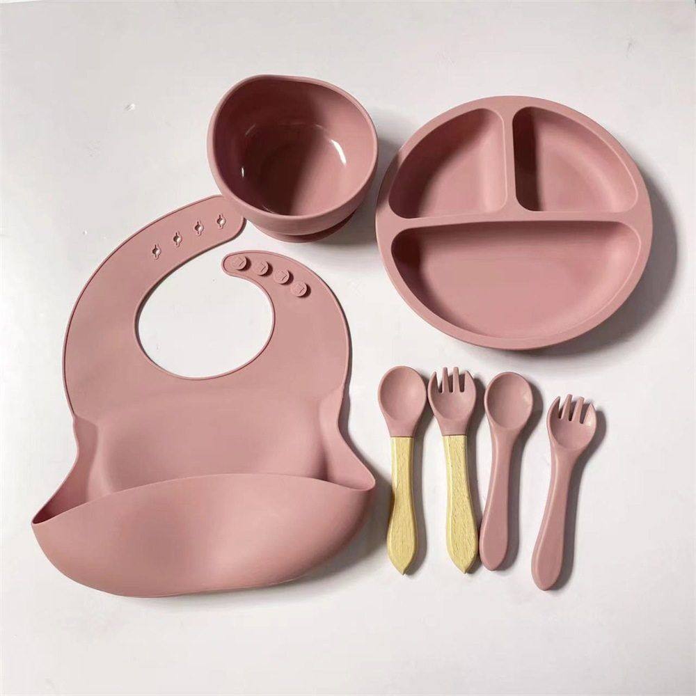新款硅胶喂养餐具八件套跨境新品婴儿餐具母婴用品,婴童用品,儿童餐具,淘宝优惠券,粉丝福利购,淘宝优惠卷