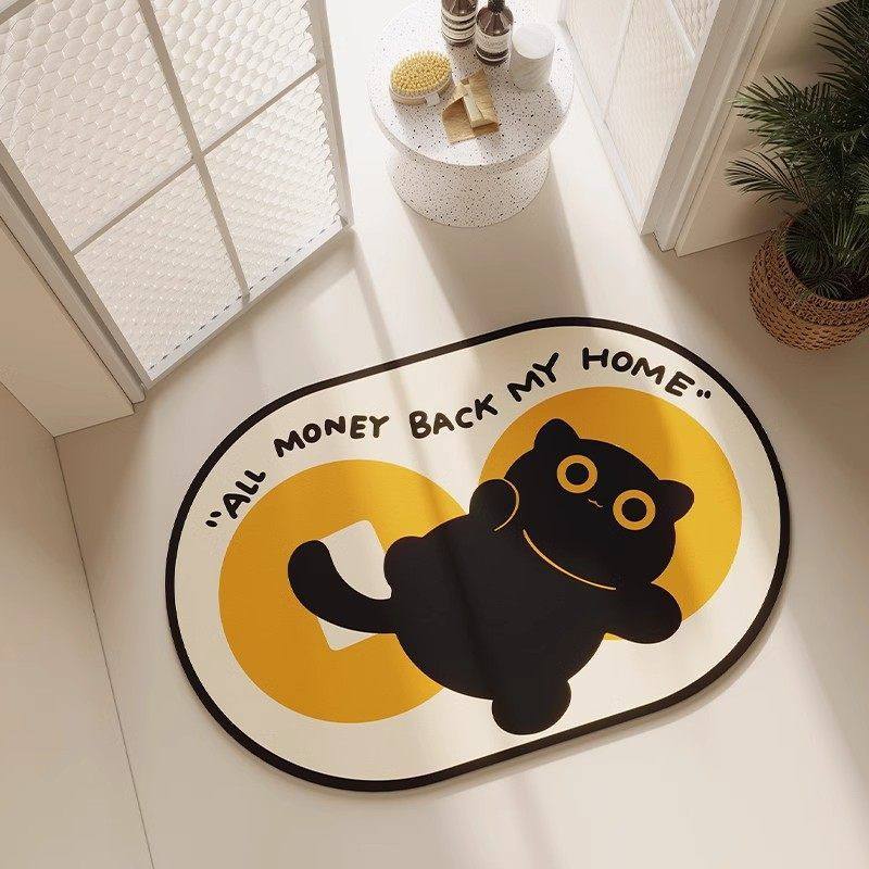 卡通猫咪简约硅藻泥浴室卫生间淋浴房防滑耐脏脚垫吸水速干家用,居家布艺,家用脚垫,淘宝优惠券,粉丝福利购,淘宝优惠卷